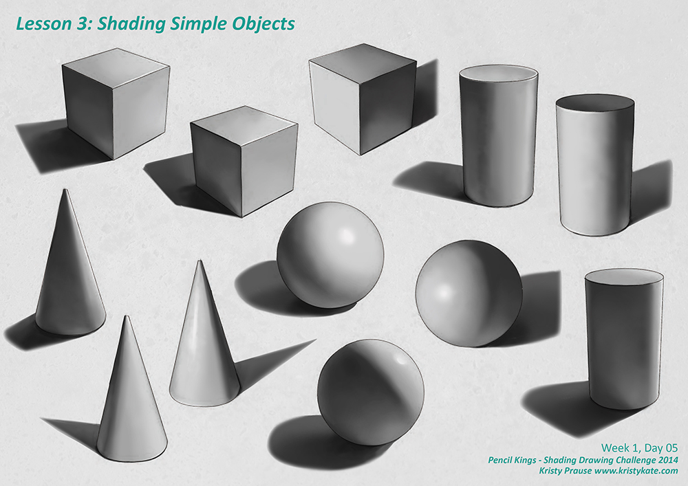 How to Shade Cones : Shading 3D Cones Drawing Tutorial